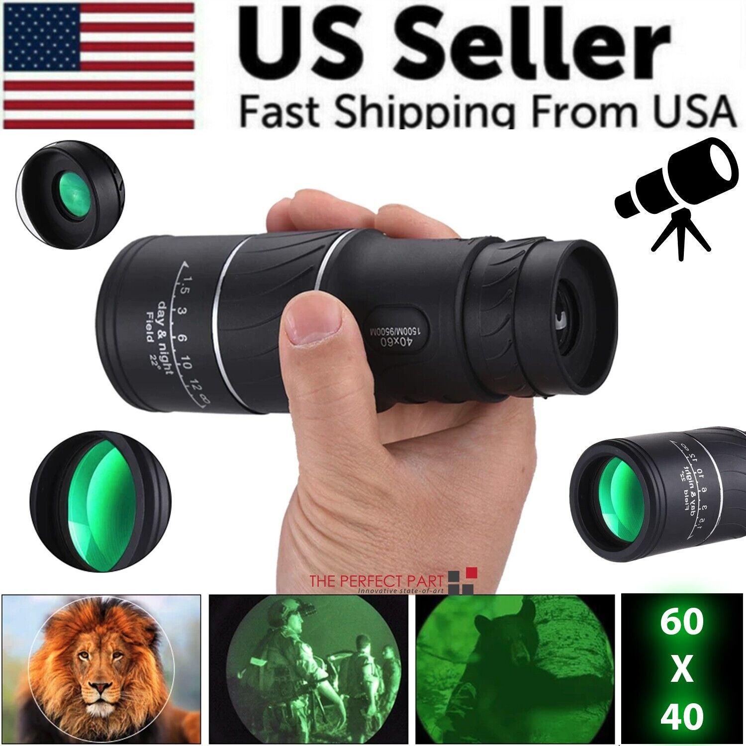 40X60 Monocular Binoculars With Night Vision BAK4 Prism High Power